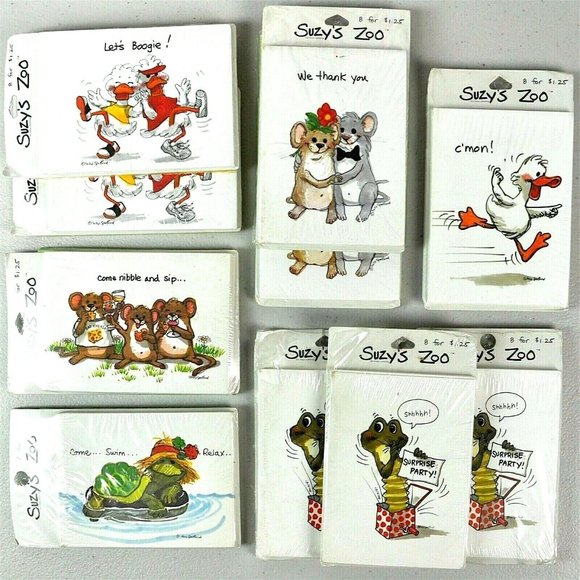 Suzys Zoo Vtg Party Invitations 10 Packs Lot Thank You Boogie Surprise Evps New - Picture 1 of 5